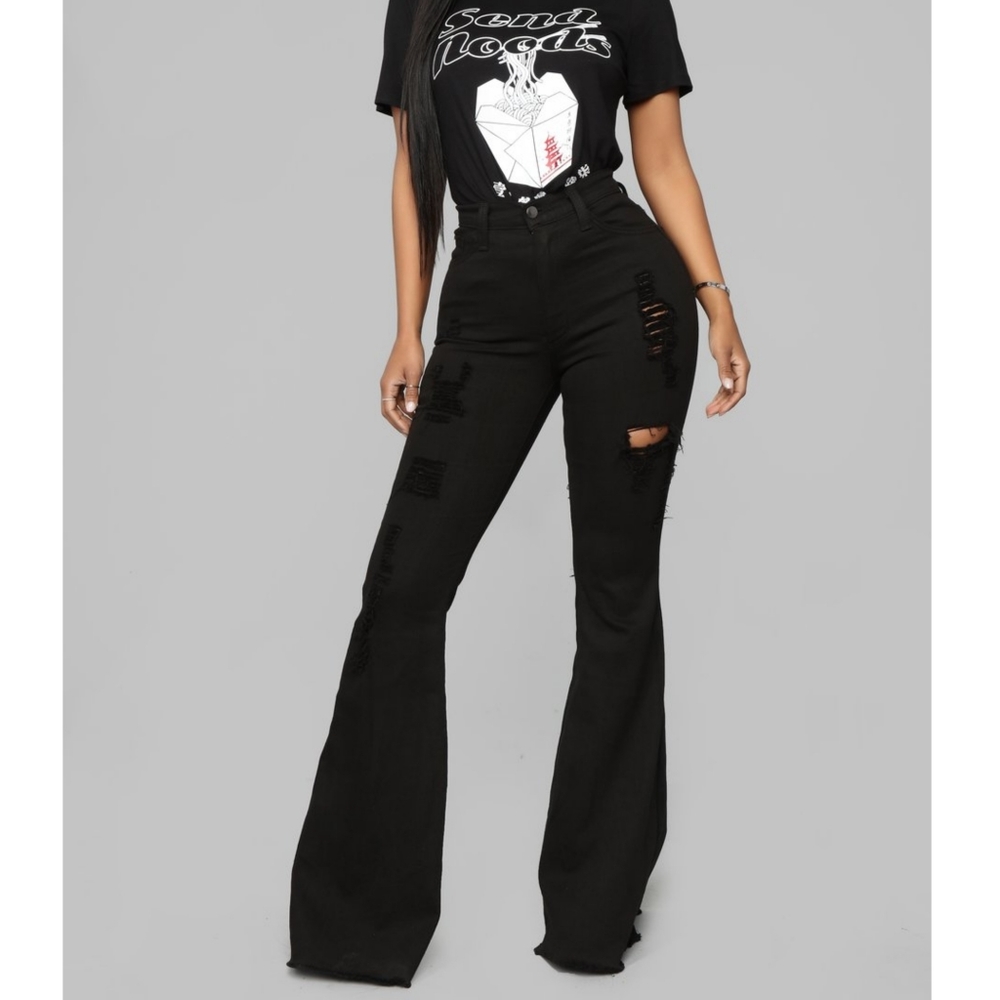 "Mind of her Own" Black Flared Jeans